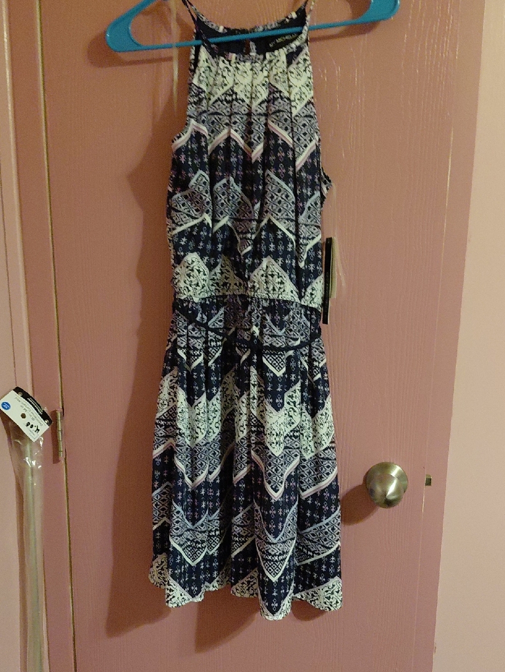My Michelle Navy and White Halter Mini Dress